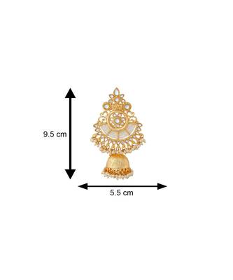 White kundan Yellow Gold Alloy   Pair of Earring 4