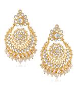 White kundan Yellow Gold Alloy   Pair of Earring