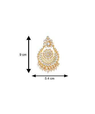 White kundan Yellow Gold Alloy   Pair of Earring 4