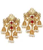 Red kundan Yellow Gold Alloy   Pair of Earring