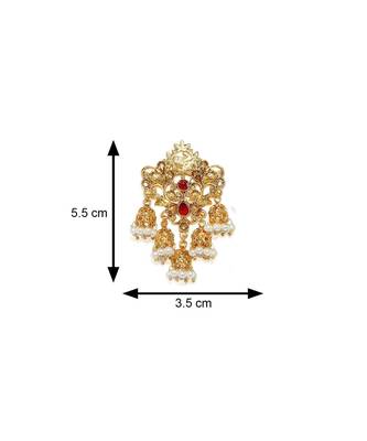 Red kundan Yellow Gold Alloy   Pair of Earring 3