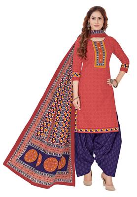 Red printed cotton salwar 1