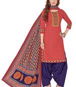 Red printed cotton salwar
