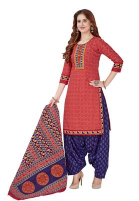 Red printed cotton salwar 3