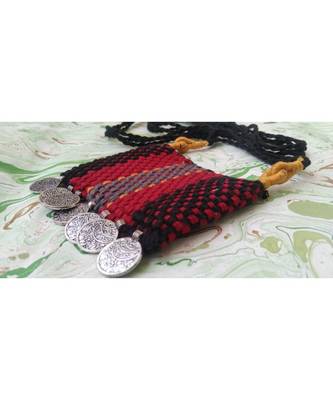Handmade Multicolored Thread Weaved Pendant Necklace 4