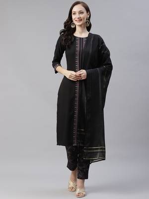 Black plain viscose rayon kurtas-and-kurtis 1