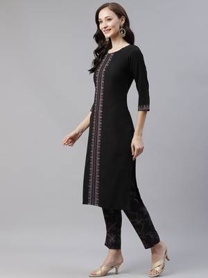 Black plain viscose rayon kurtas-and-kurtis 2