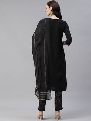 Black plain viscose rayon kurtas-and-kurtis 3