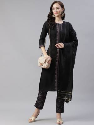 Black plain viscose rayon kurtas-and-kurtis 5