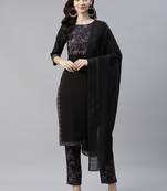 Black plain viscose rayon kurtas-and-kurtis
