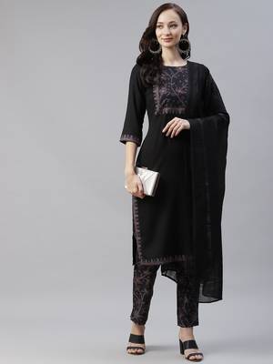 Black plain viscose rayon kurtas-and-kurtis 5