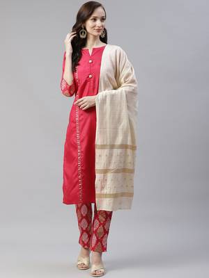 Pink plain viscose rayon kurtas-and-kurtis 1