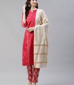 Pink plain viscose rayon kurtas-and-kurtis