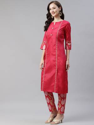 Pink plain viscose rayon kurtas-and-kurtis 2