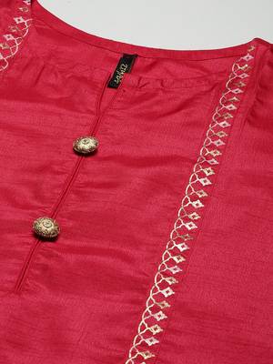 Pink plain viscose rayon kurtas-and-kurtis 4