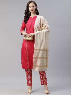 Pink plain viscose rayon kurtas-and-kurtis 5