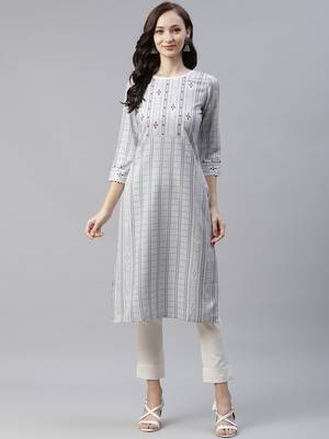 Cream printed viscose rayon kurtas-and-kurtis 1