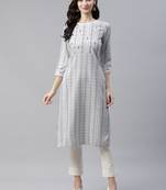 Cream printed viscose rayon kurtas-and-kurtis