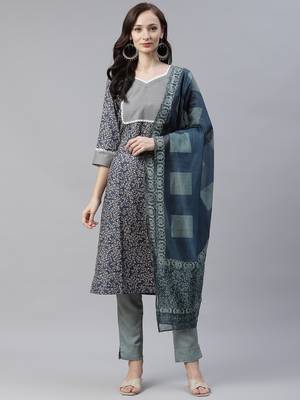 Blue printed viscose rayon kurtas-and-kurtis 1