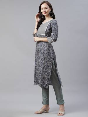Blue printed viscose rayon kurtas-and-kurtis 2