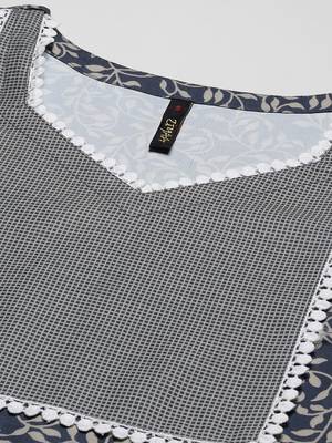 Blue printed viscose rayon kurtas-and-kurtis 4
