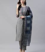 Blue printed viscose rayon kurtas-and-kurtis