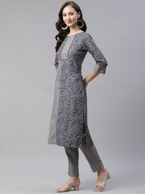 Blue printed viscose rayon kurtas-and-kurtis 2