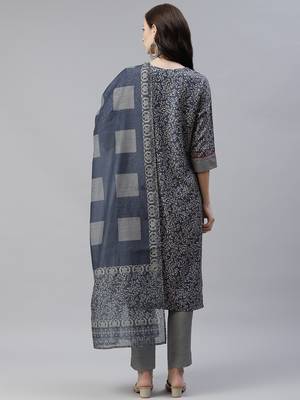 Blue printed viscose rayon kurtas-and-kurtis 3