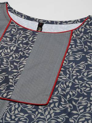 Blue printed viscose rayon kurtas-and-kurtis 4