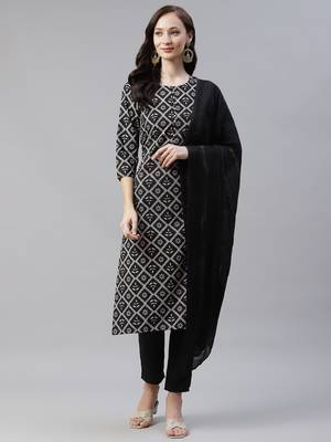 Black printed crepe kurtas-and-kurtis 1