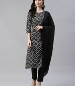 Black printed crepe kurtas-and-kurtis