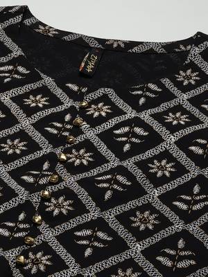 Black printed crepe kurtas-and-kurtis 4