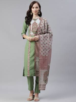 Green printed viscose rayon kurtas-and-kurtis 1