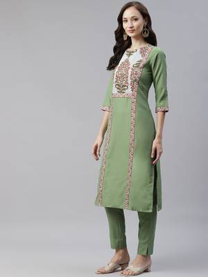 Green printed viscose rayon kurtas-and-kurtis 2