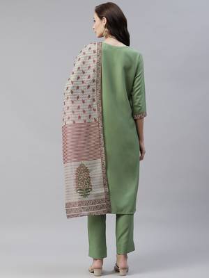 Green printed viscose rayon kurtas-and-kurtis 3