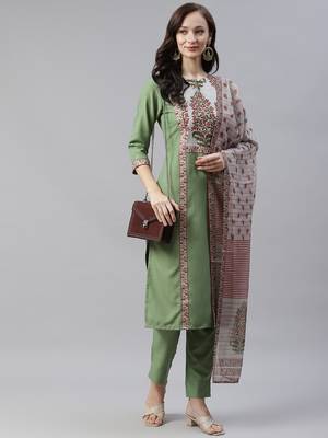 Green printed viscose rayon kurtas-and-kurtis 5