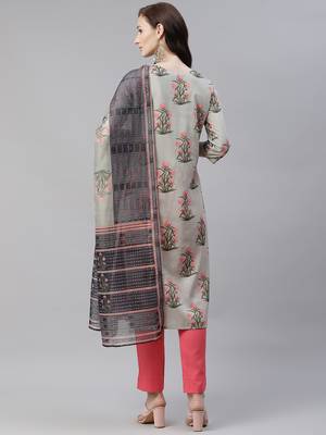 Grey printed art silk kurtas-and-kurtis 3
