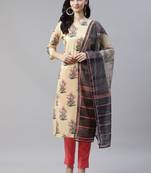 Yellow printed art silk kurtas-and-kurtis