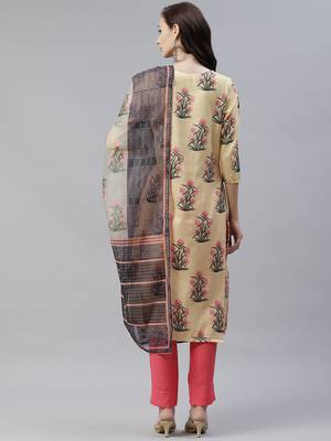 Yellow printed art silk kurtas-and-kurtis 3