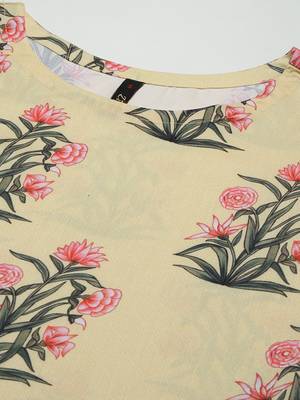 Yellow printed art silk kurtas-and-kurtis 4