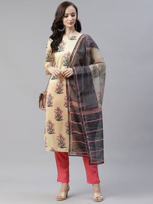Yellow printed art silk kurtas-and-kurtis 5