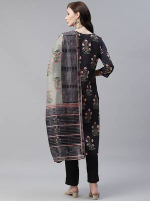 Black printed art silk kurtas-and-kurtis 3