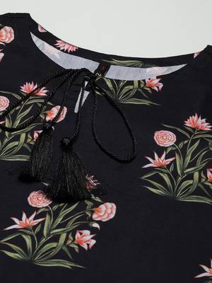 Black printed art silk kurtas-and-kurtis 4