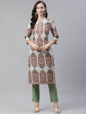 Green printed viscose rayon kurtas-and-kurtis 1