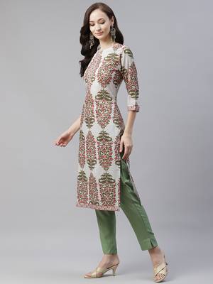 Green printed viscose rayon kurtas-and-kurtis 2