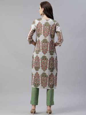 Green printed viscose rayon kurtas-and-kurtis 3