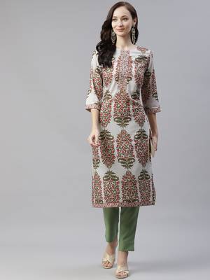 Green printed viscose rayon kurtas-and-kurtis 5
