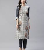 Grey printed viscose rayon kurtas-and-kurtis