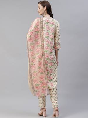Cream printed viscose rayon kurtas-and-kurtis 3