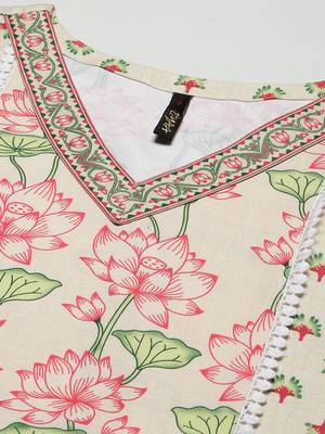 Cream printed viscose rayon kurtas-and-kurtis 4